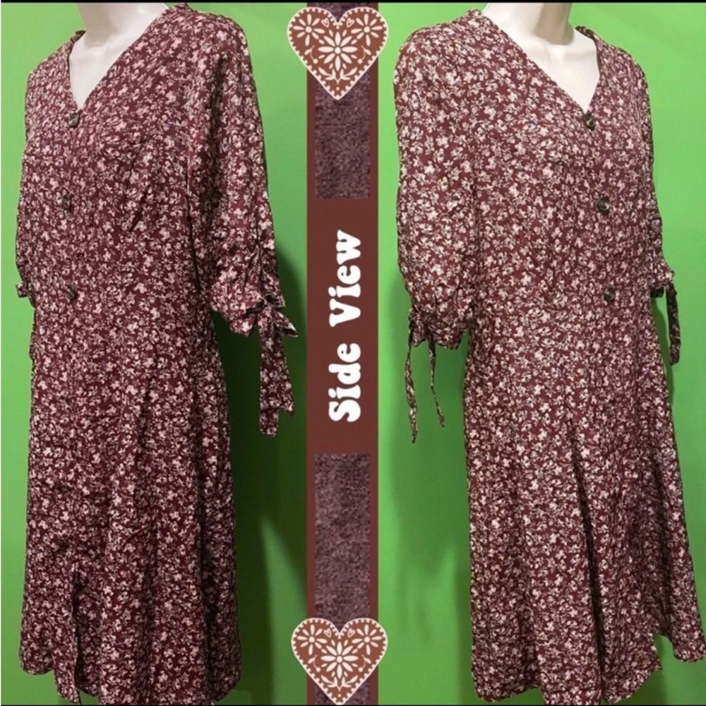 NWOT JRS L BOHO FLORAL SPRING SUMMER DRESS COTTAGECORE COUNTRYCORE CLARET - Picture 5 of 13